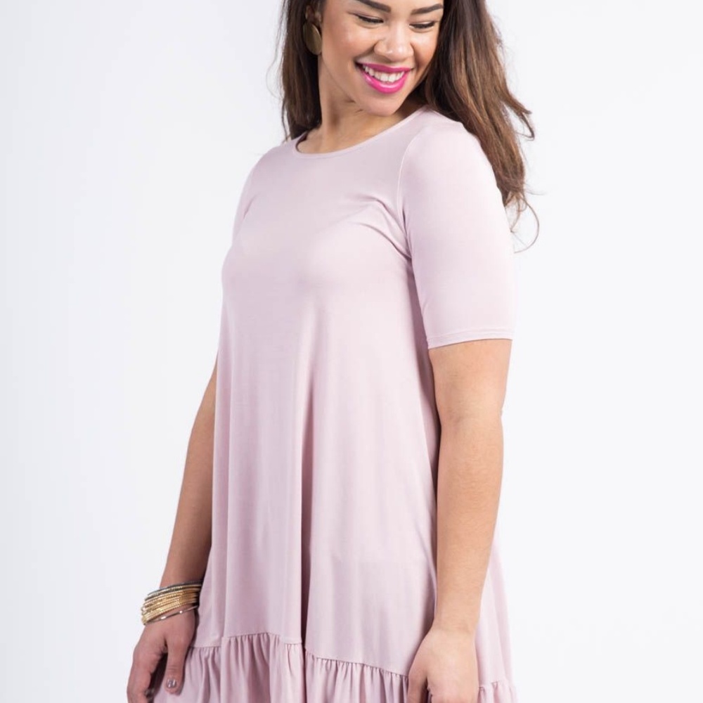 Agnes & Dora Light Pink Tunic with Ruffle Hem